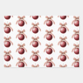 Feuille De Papier Cadeau Red Cream Bow Christmas Round Ornament (Devant)