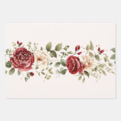 Feuille De Papier Cadeau Red Cream Rose Mariage or (Devant 3)