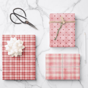 Feuille De Papier Cadeau Red Flannel Plaid Valentine's Day