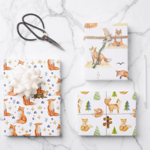 Feuille De Papier Cadeau Red Fox Woodland Motif de la faune