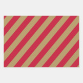 Feuille De Papier Cadeau Red, Gold, and White Chevron & Stripe Patterns (Devant 3)