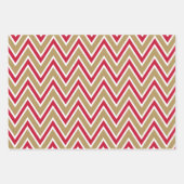 Feuille De Papier Cadeau Red, Gold, and White Chevron & Stripe Patterns (Devant)