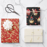Feuille De Papier Cadeau Red Gold Black Music Notes Fête des mariées Cupcak<br><div class="desc">Red Gold Black Cupcakes Music Notes Fête des mariées de fête Abstraite ou anniversaire</div>