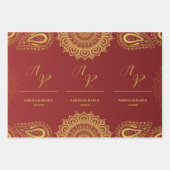 Feuille De Papier Cadeau Red Gold Mandala Monogram Mariage indien (Devant 2)