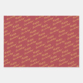 Feuille De Papier Cadeau Red Gold moderne 50 Fabuleux anniversaire (Devant 3)