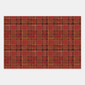 Feuille De Papier Cadeau Red Gold Plaid  (Devant)