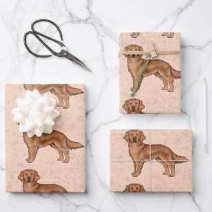 Feuille De Papier Cadeau Red Golden Retriever mignon Motif de dessin de chi