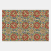 Feuille De Papier Cadeau Red Green Blue Faux Gold Motif d'art arabe (Devant 3)