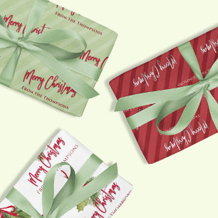 Feuille De Papier Cadeau Red Green Joyeux Noël personnalisé