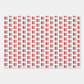 Feuille De Papier Cadeau Red Green Noël Gnome Teacup Coeurs Cadeaux (Devant 2)