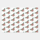 Feuille De Papier Cadeau Red Green White Stripes Birthday (Devant 3)