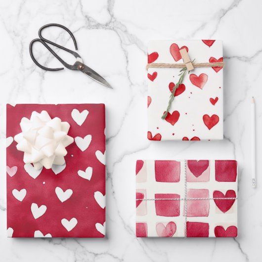 Feuille De Papier Cadeau Red Hearts Love Valentine's Day Romance (Recto)
