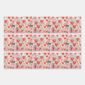 Feuille De Papier Cadeau Red Hearts Whimsical Love Motif (Devant)