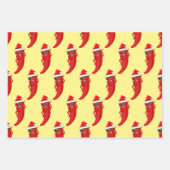 Feuille De Papier Cadeau Red Hot Pepper Diva Avec Casquette Santas (Devant 3)