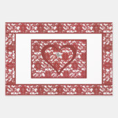 Feuille De Papier Cadeau Red Lace Motif Valentine's (Devant 2)