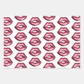 Feuille De Papier Cadeau Red Lips Kiss Hearts (Devant)