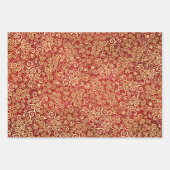 Feuille De Papier Cadeau Red Maroon & Gold Swils Motif Boho Noël (Devant)