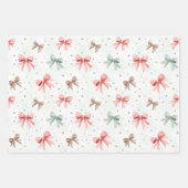 Feuille De Papier Cadeau Red Mint Cream Christmas Bows Peppermint Stripes (Devant)