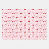 Feuille De Papier Cadeau Red Pink Cute Bow Cherry Hearts Valentine’s Day (Devant)