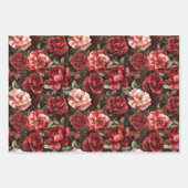 Feuille De Papier Cadeau Red Pink Rose Flowers (Devant)
