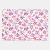 Feuille De Papier Cadeau Red Purple Snowflakes Christmas Tree Stripes (Devant)