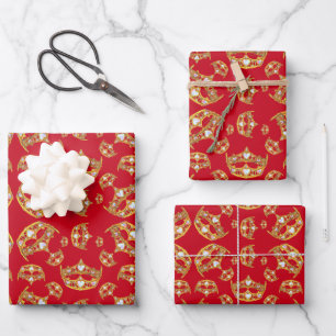 Feuille De Papier Cadeau Red Queen of Hearts Gold Crown Conception de rép