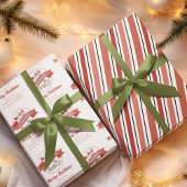 Feuille De Papier Cadeau Red Retro Noël Père Noël personnalisé