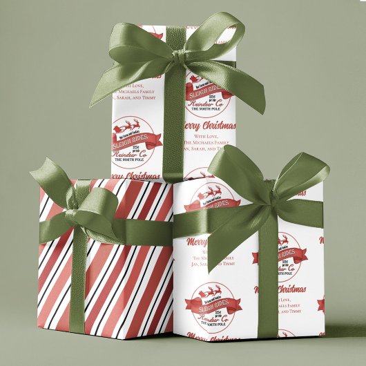 Feuille De Papier Cadeau Red Retro Noël Père Noël personnalisé