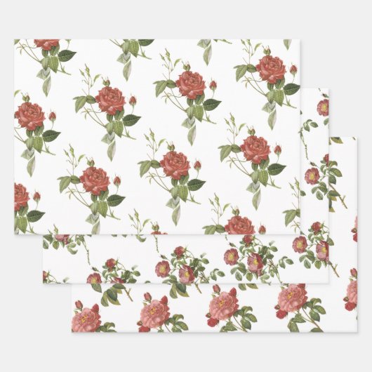 Feuille De Papier Cadeau Red Rose Pattern (Lot)