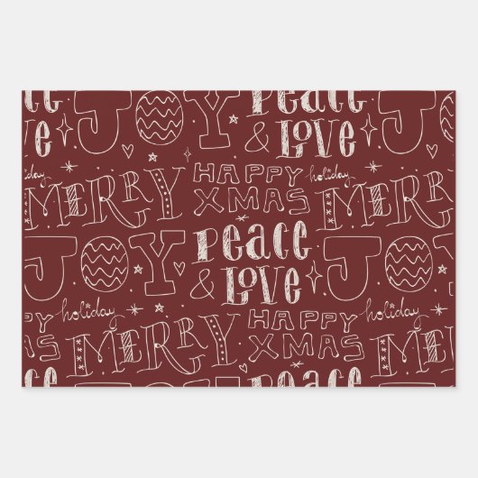 Feuille De Papier Cadeau red rustic pattern Merry Christmas (Devant 2)