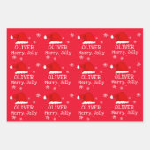 Feuille De Papier Cadeau Red Santa Hat Snowflake Joyeux Jolly Kids (Devant)