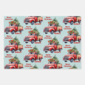 Feuille De Papier Cadeau Red Truck Ajouter un nom Joyeux Noël 3 (Devant)