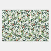 Feuille De Papier Cadeau Red Variegated Winterberries Motif Noël (Devant)