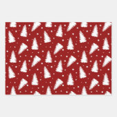 Feuille De Papier Cadeau Red White Christmas Trees Chevron Holiday (Devant)