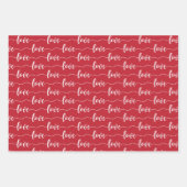 Feuille De Papier Cadeau Red & White Hearts Script Love Valentine's Day (Devant 3)
