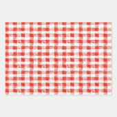 Feuille De Papier Cadeau Red White Plaid Stripes Birthday (Devant)