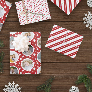 Feuille De Papier Cadeau Red White Stars Stripes Photo Collage Noël