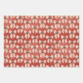 Feuille De Papier Cadeau Red White Stripes Bows Christmas (Devant 3)