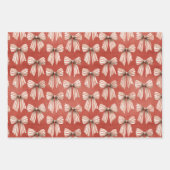 Feuille De Papier Cadeau Red White Stripes Bows Christmas (Devant 2)