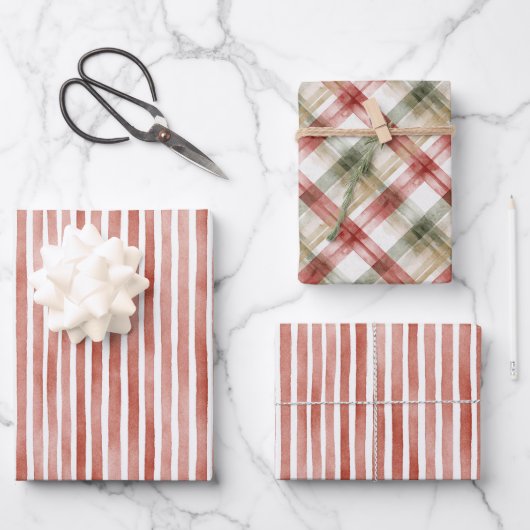 Feuille De Papier Cadeau Red White Stripes Christmas (Recto)