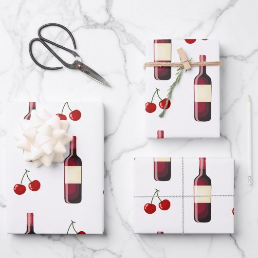 Feuille De Papier Cadeau Redwine et Cherry (Recto)