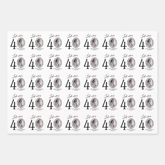 Feuille De Papier Cadeau Regarde qui a 40 ans ! Photo Joyeux anniversaire (Devant 2)