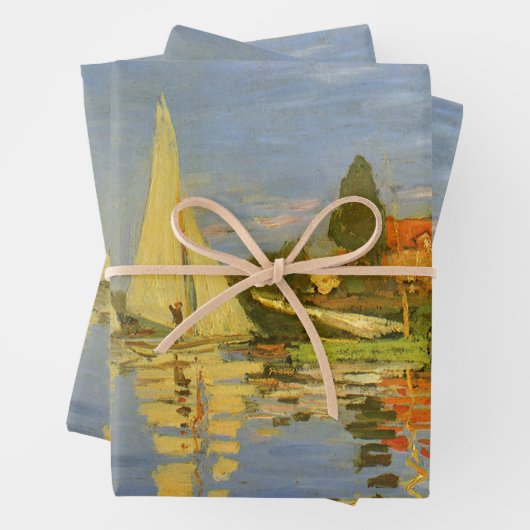 Feuille De Papier Cadeau Régate à Argenteuil par Claude Monet (En situation)