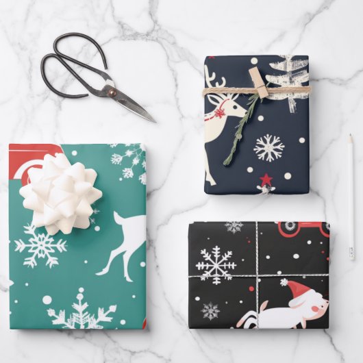 Feuille De Papier Cadeau Reindeer Joyride Snowflake Christmas Wrap (Recto)