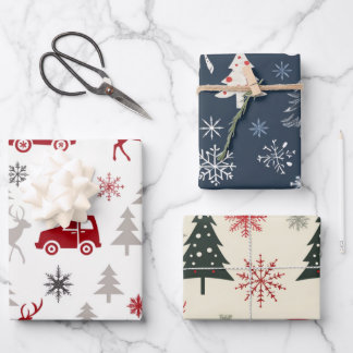 Feuille De Papier Cadeau Reindeer Joyride Snowflake Christmas Wraps