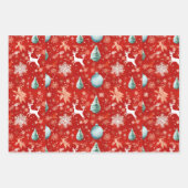 Feuille De Papier Cadeau Reindeer moderne et arbres de Noël Noël (Devant 3)