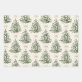Feuille De Papier Cadeau Reindeer Silver Snowflakes Christmas Trees (Devant 3)