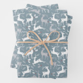 Feuille De Papier Cadeau Reinder de Noël Silver (En situation)