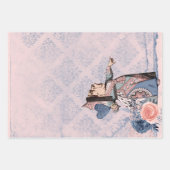 Feuille De Papier Cadeau Reine des Coeurs rose et bleu (Devant)