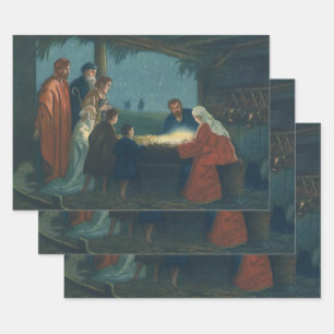 Feuille De Papier Cadeau Religion vintage, Adoration des bergers